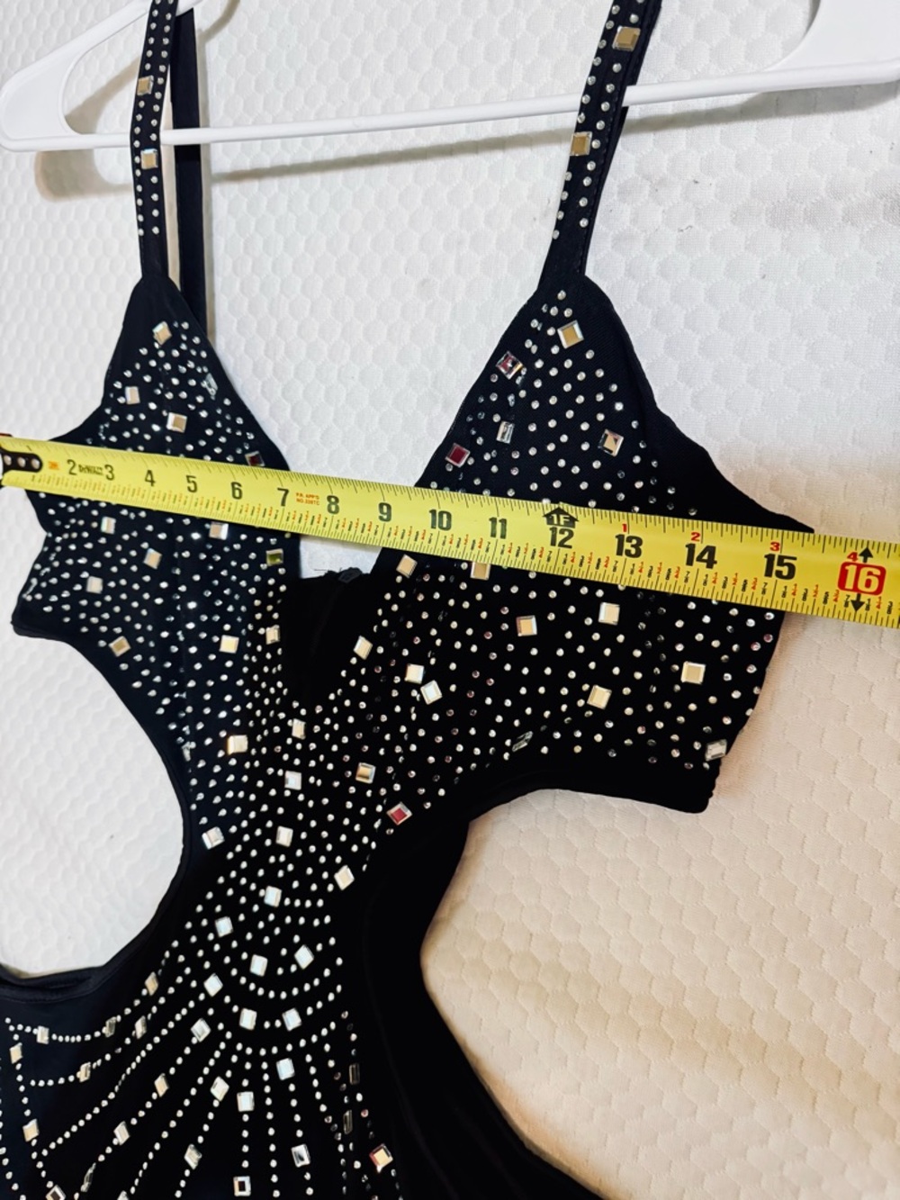 Black Rhinestone Cutout Jumpsuit XXL Glam Sparkle Bodycon One Piece - Picture 6 of 10